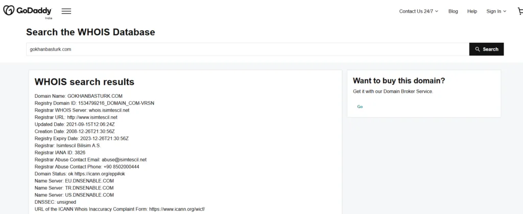 Domain isim tescili sorgulama